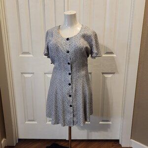 Feminine, flirty button front dress with delicate blue flowers